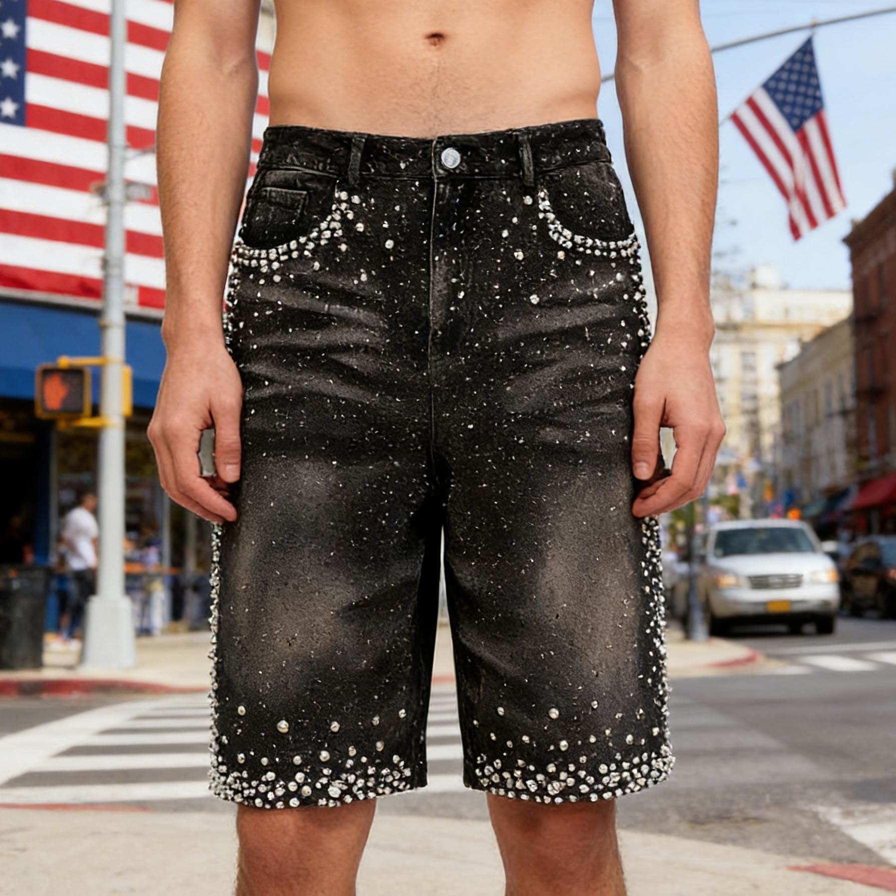 Denim Shorts Manufacturer Streetwear Jorts Custom Vintage Wash Men 